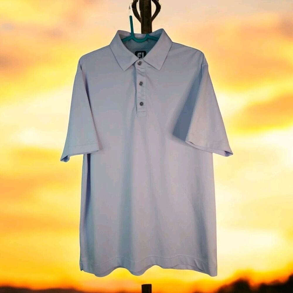 FootJoy FJ Polo Shirt Men’s Large Blue Heathered Golf Performance Short Sleeve